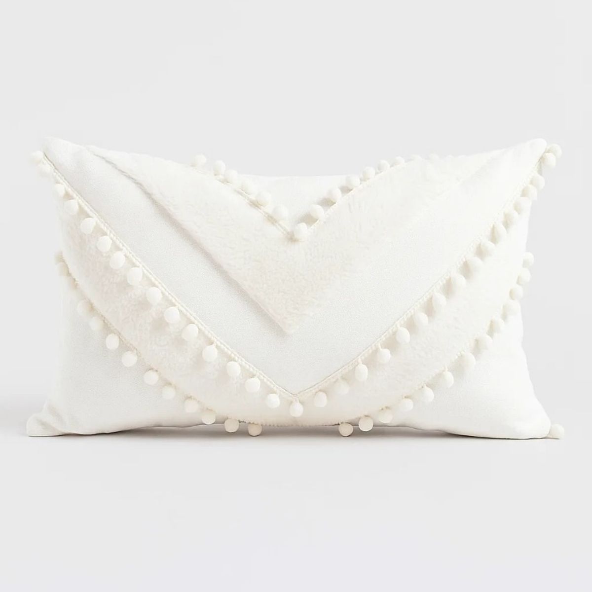 GENERICO - Funda Almohada Nordico Fiesta De Pompones Blanco Mate 35x55 Cm