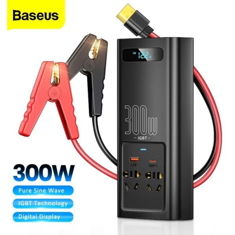 BASEUS - Baseus inversor de Corriente de 300W para autos
