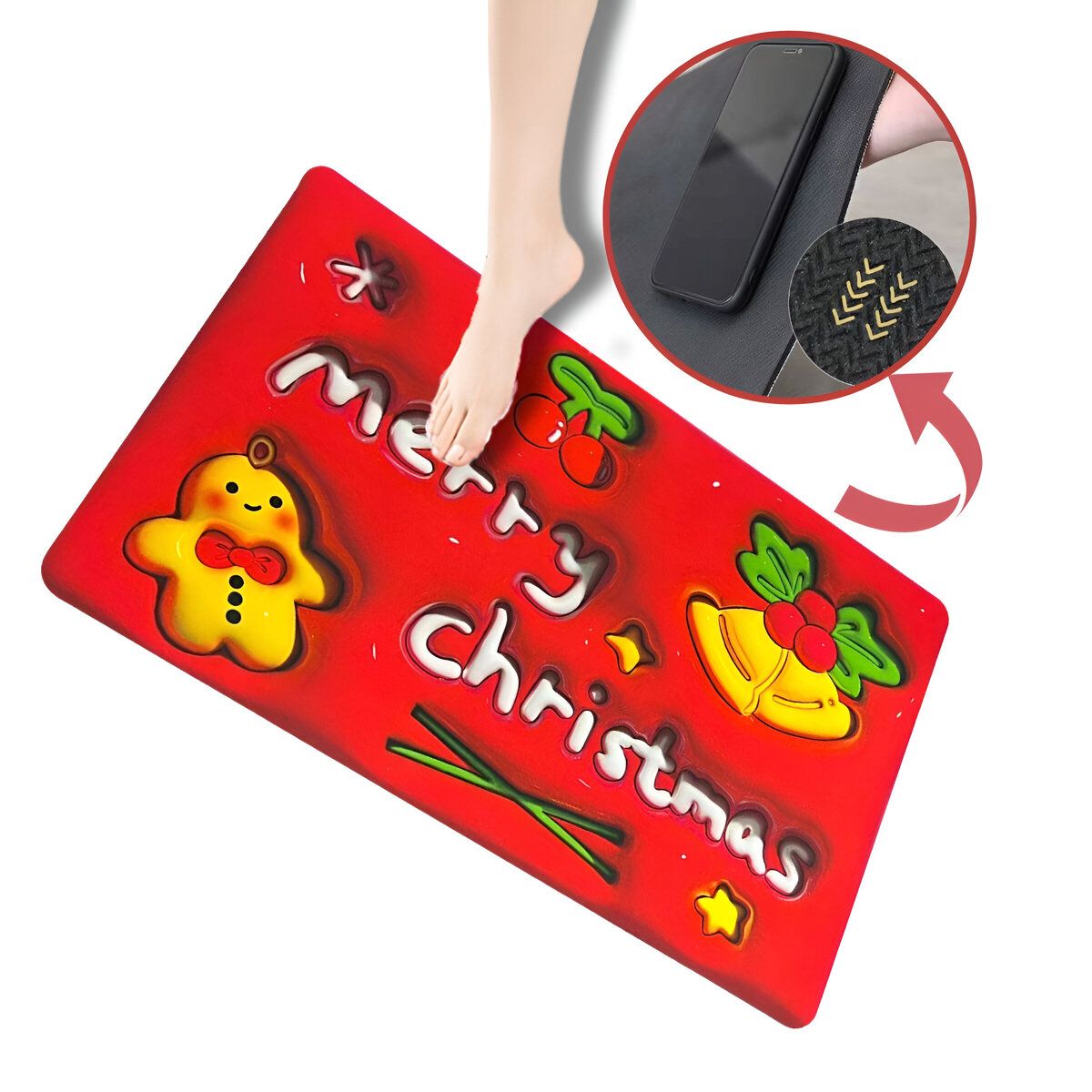 ELMEJORPRECIO - Alfombra De Baño Tapete Absorbente Diseño 3D Modelo Merry Blanco