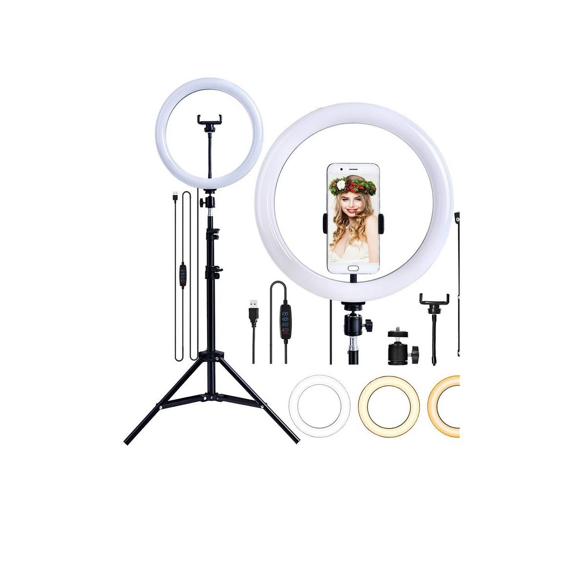 GENERICO - ARO LUZ LED 30 CM RGB COLORES + TRIPODE DE 2.10 M