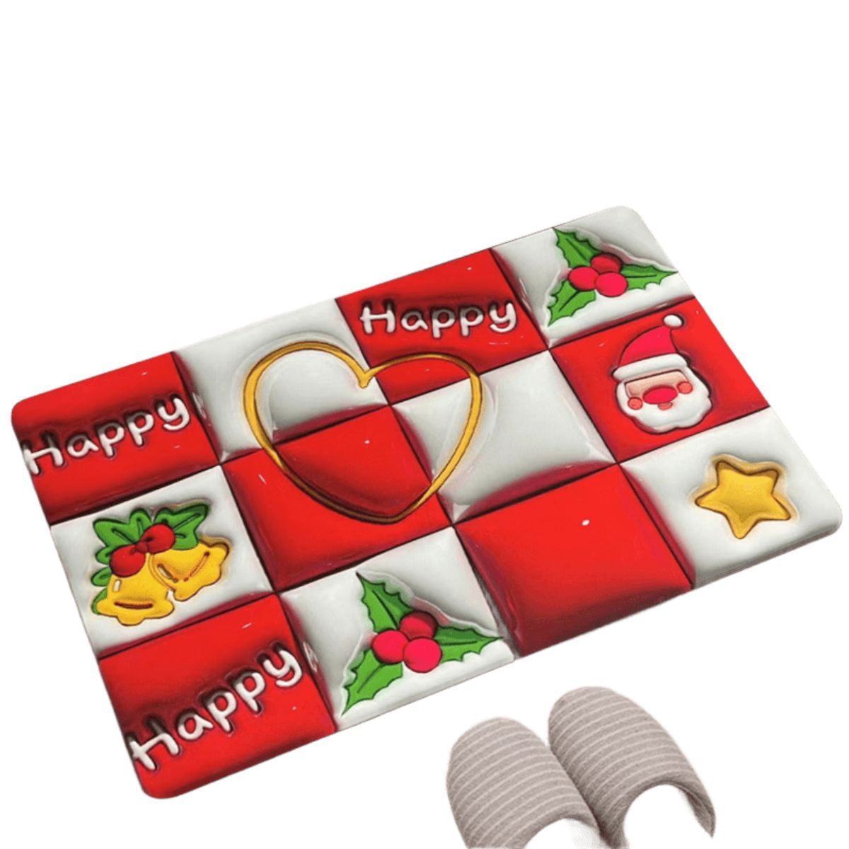 ELMEJORPRECIO - Alfombra De Baño Tapete Absorbente Diseño 3D Modelo Domino Rojo