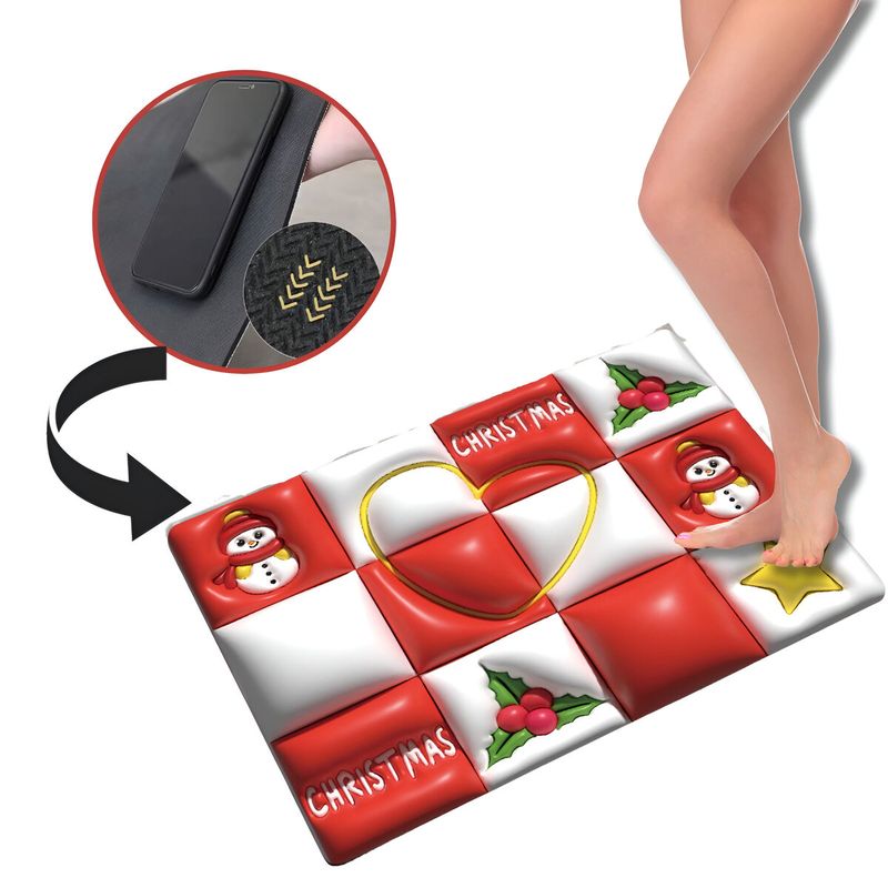ELMEJORPRECIO - Alfombra De Baño Tapete Absorbente Diseño 3D Modelo Domino Rojo