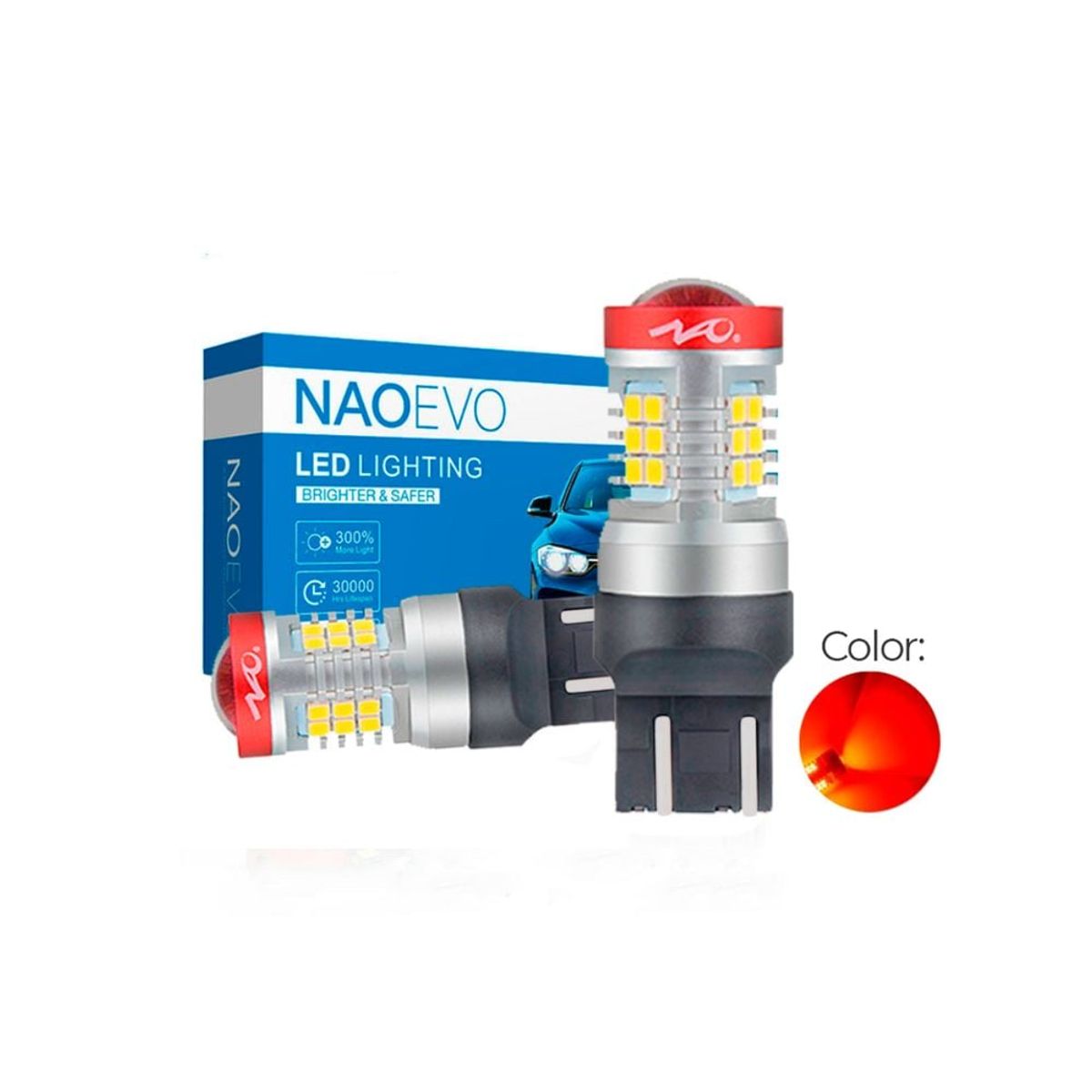 NAOEVO - Led Señal N5 T20 7440 / 7443 Luz Roja 1.500LM NAOEVO