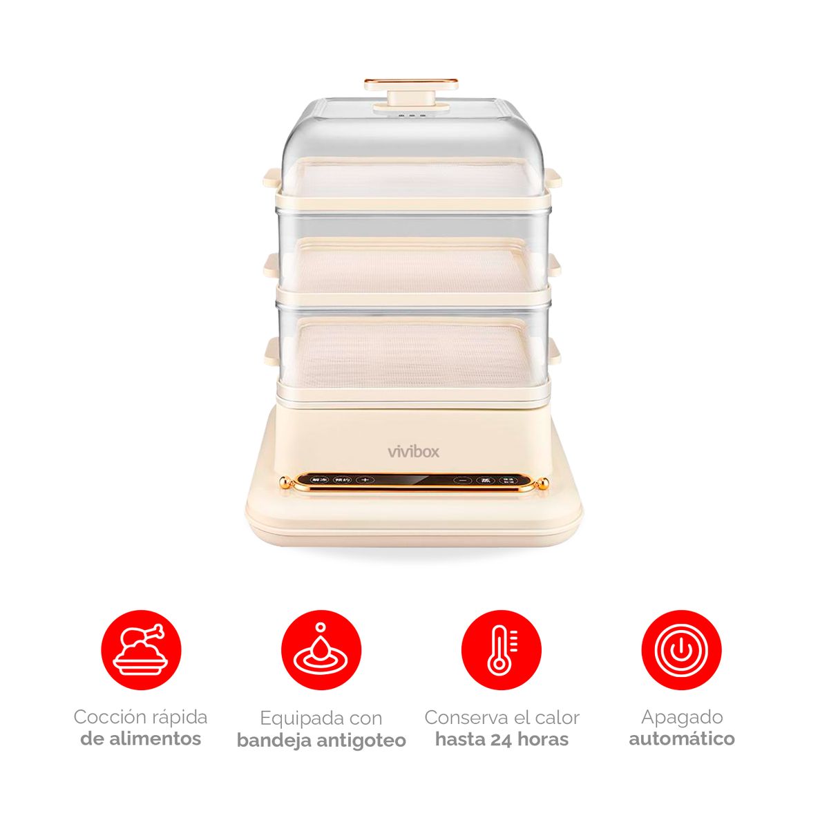 VIVIBOX - Vaporera Eléctrica Cocina Saludable Y Deliciosa