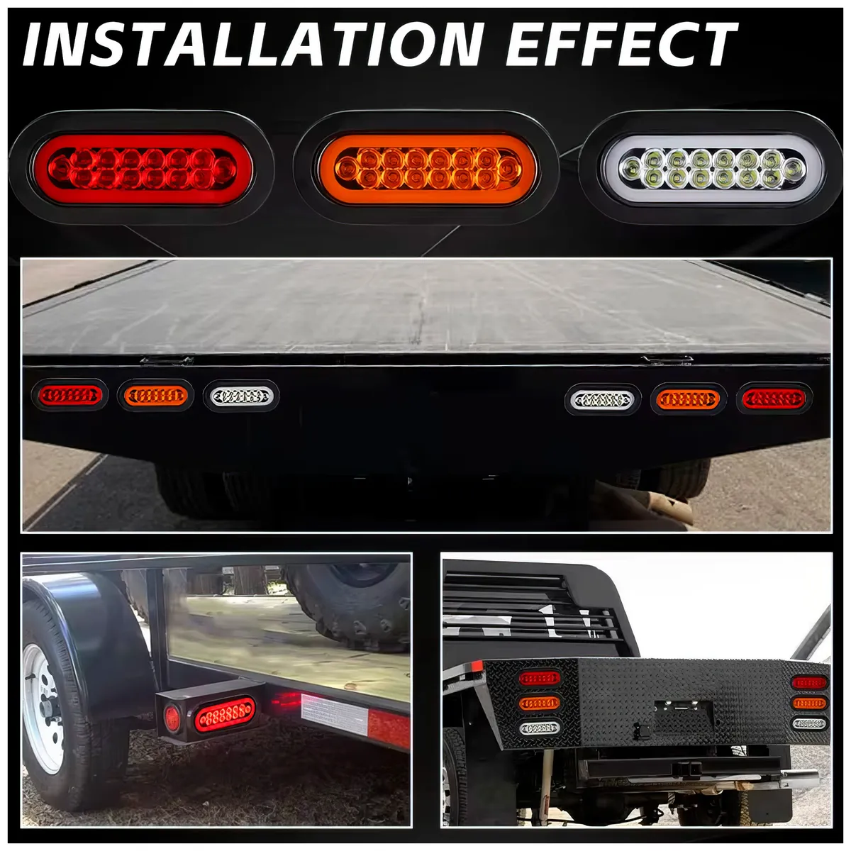 GENERICO - Faro Posterior Led-14 Largo Ovalado Borde Neón Rojo