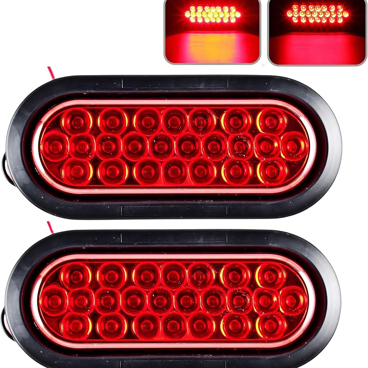 GENERICO - Faro Posterior Led-24 Largo Ovalado Rojo