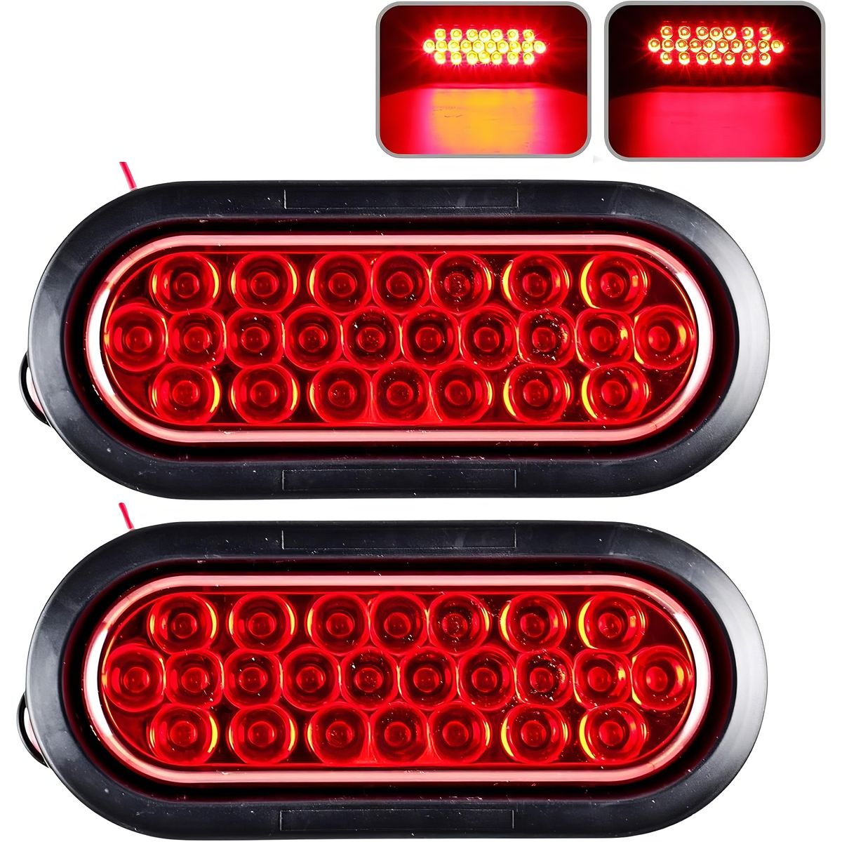 GENERICO - Faro Posterior Led-24 Largo Ovalado Rojo