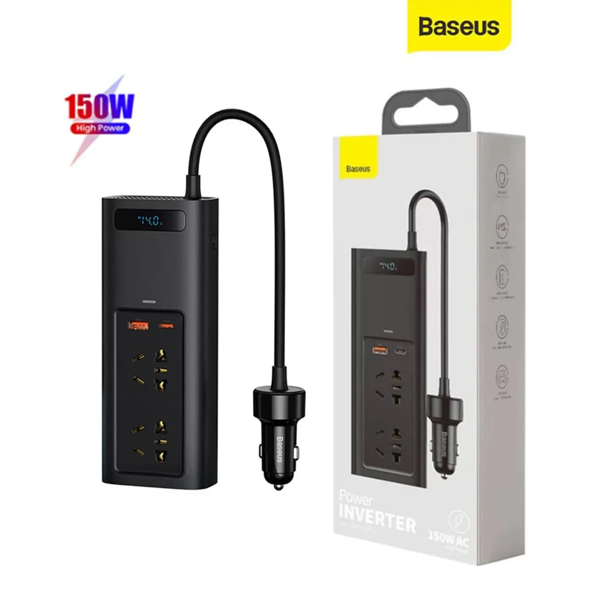 BASEUS - Baseus Inversor de Corriente 150W para Auto