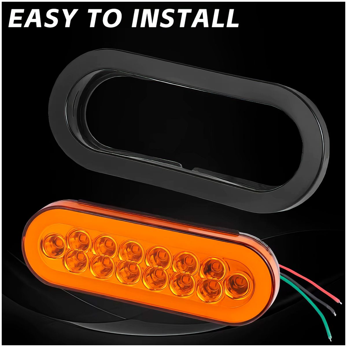 GENERICO - Faro Posterior Led-14 Largo Ovalado Borden Neón Ámbar