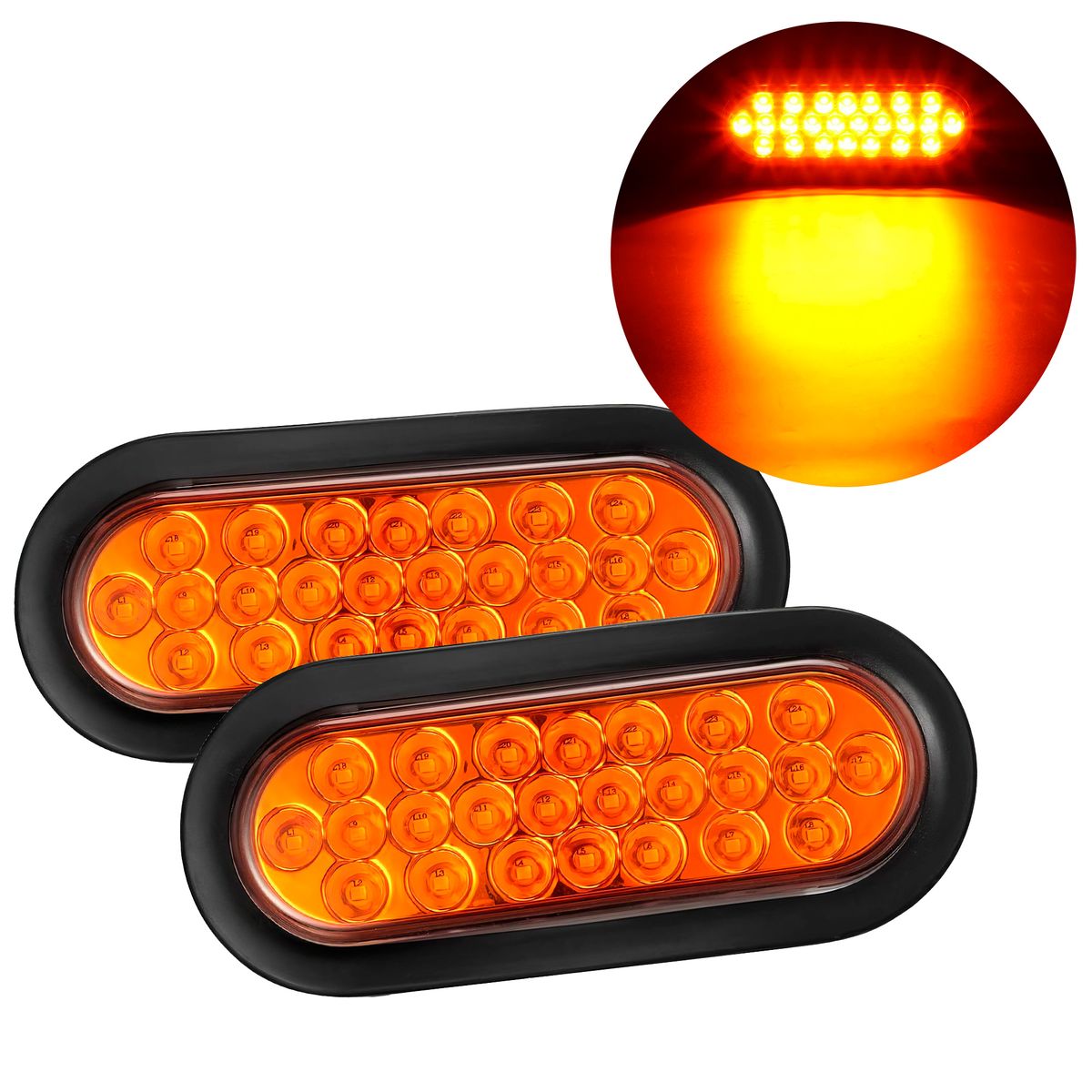 GENERICO - Faro Posterior Led-24 Largo Ovalado Ambar