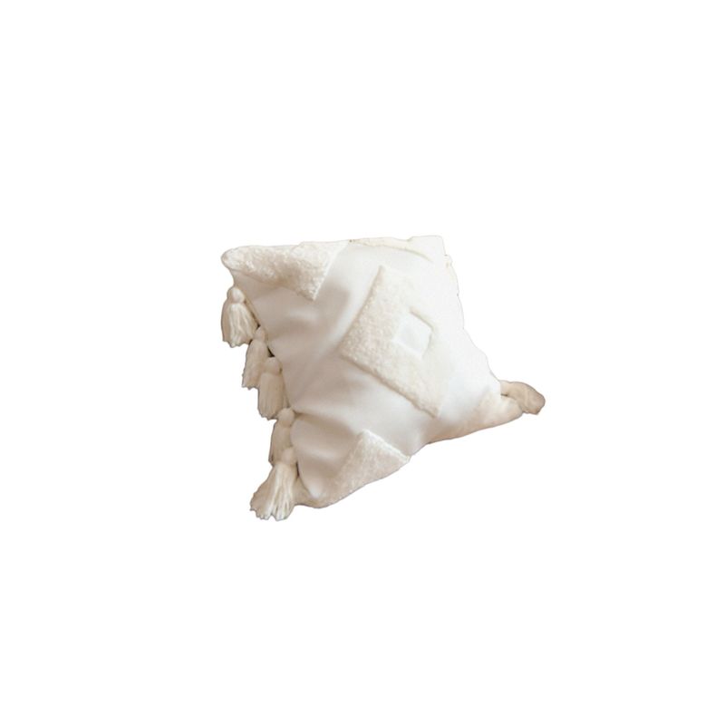 GENERICO - Cojin Crema Estilo Bohemio Con Borlas 45x45 Cm