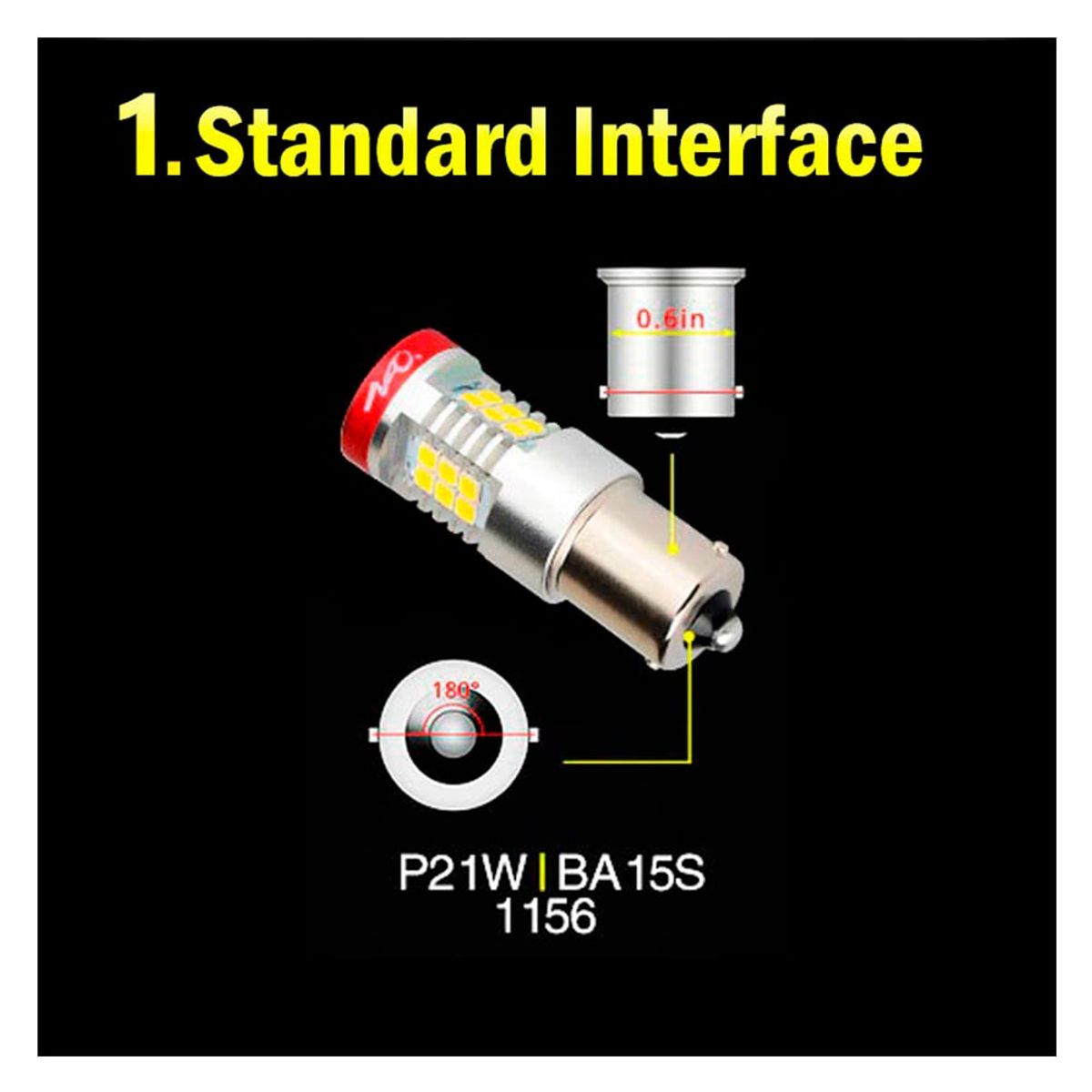 NAOEVO - Led Señal N5 P21W 1156 BA15S Luz Roja 1.500LM NAOEVO