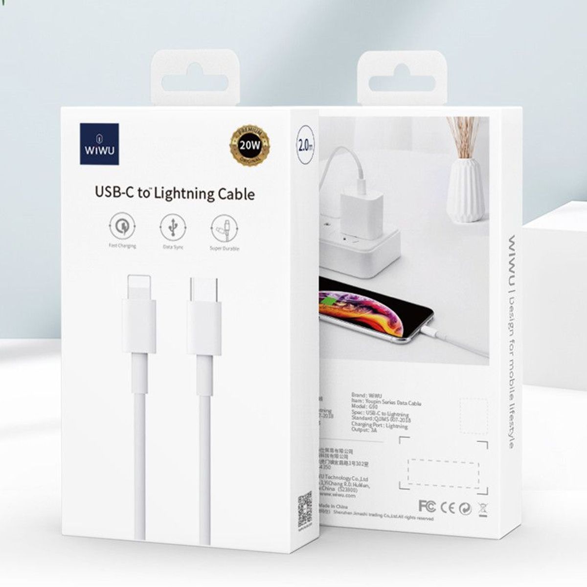 WIWU - Cable WiWu G90 20W USB-C a Lightning 12M