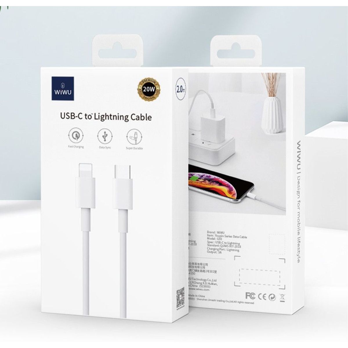 WIWU - Cable WiWu G90 20W USB-C a Lightning 12M