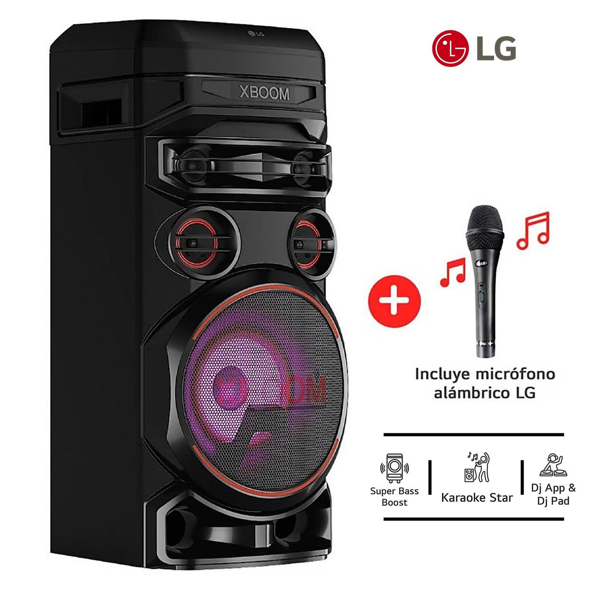 LG - Torre de Sonido LG XBOOM RNC7 Multi-Bluetooth Karaoke BASS BOOST