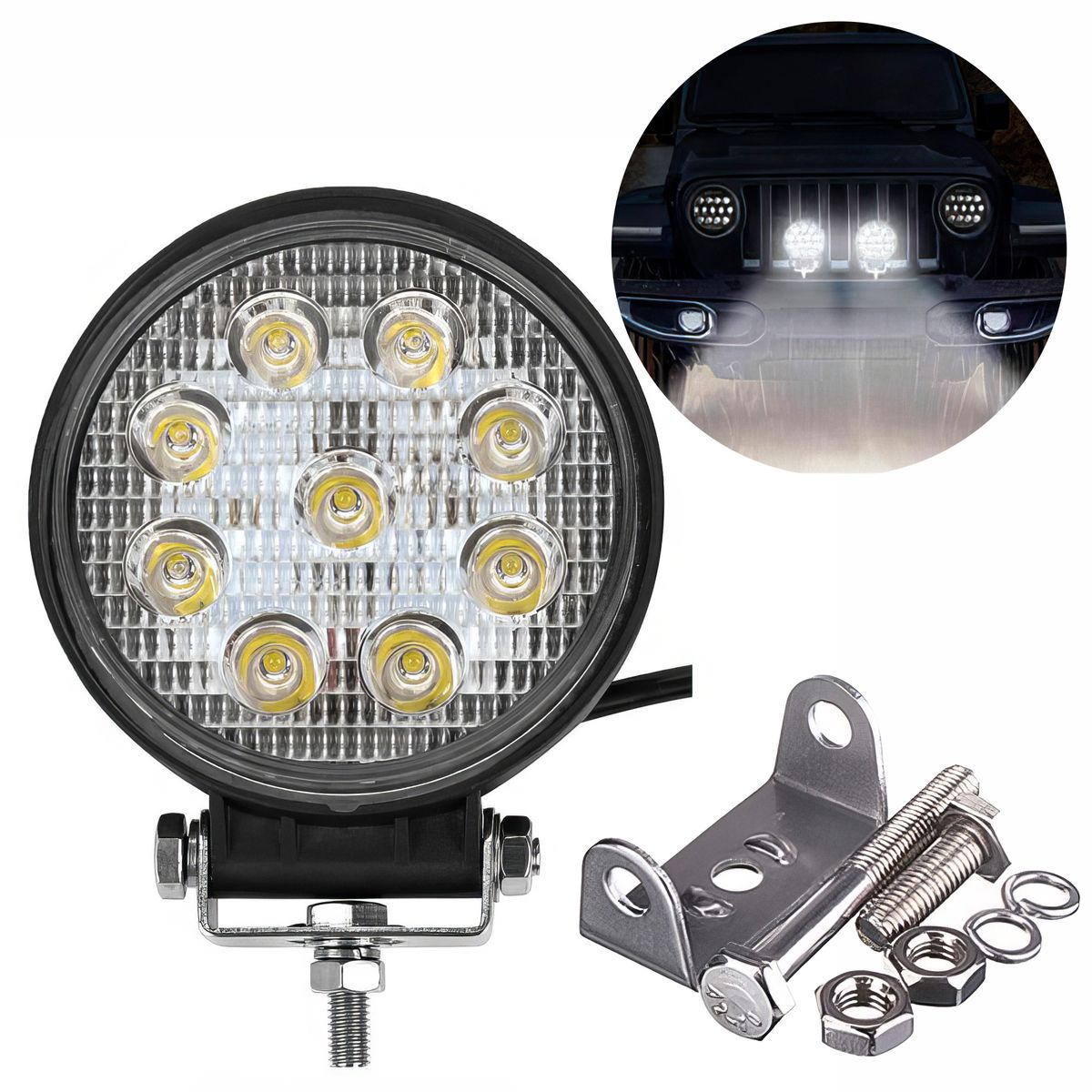 GENERICO - Faro LED9 Redondo 27W 12V24V Blanco IP67