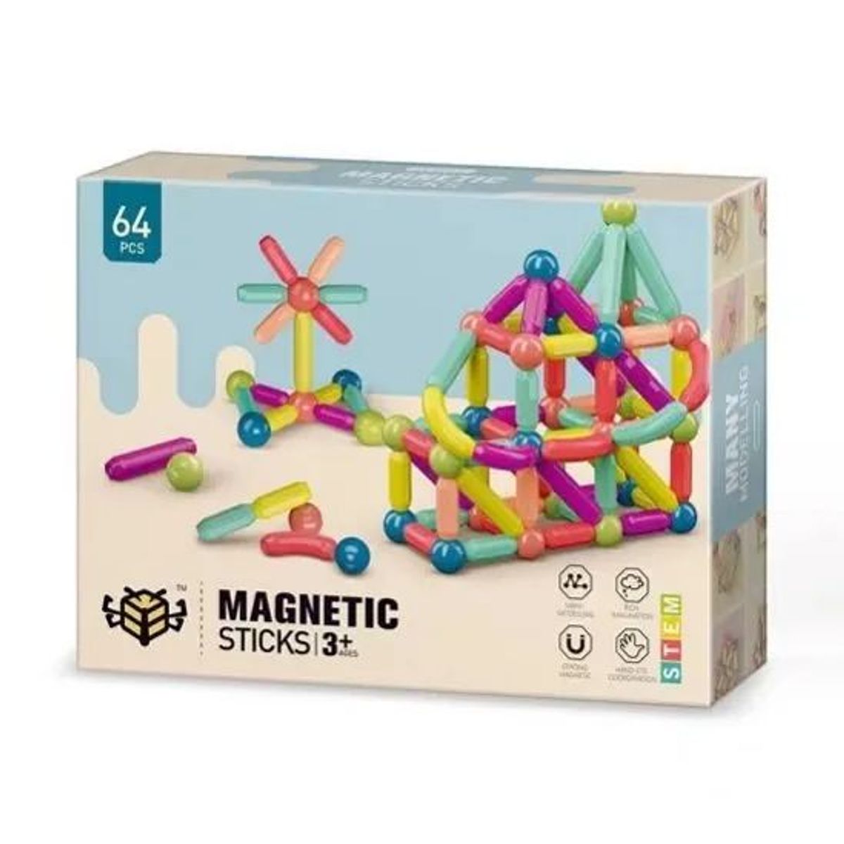 GENERICO - Bloques de construcción magnéticos - 64 Pcs