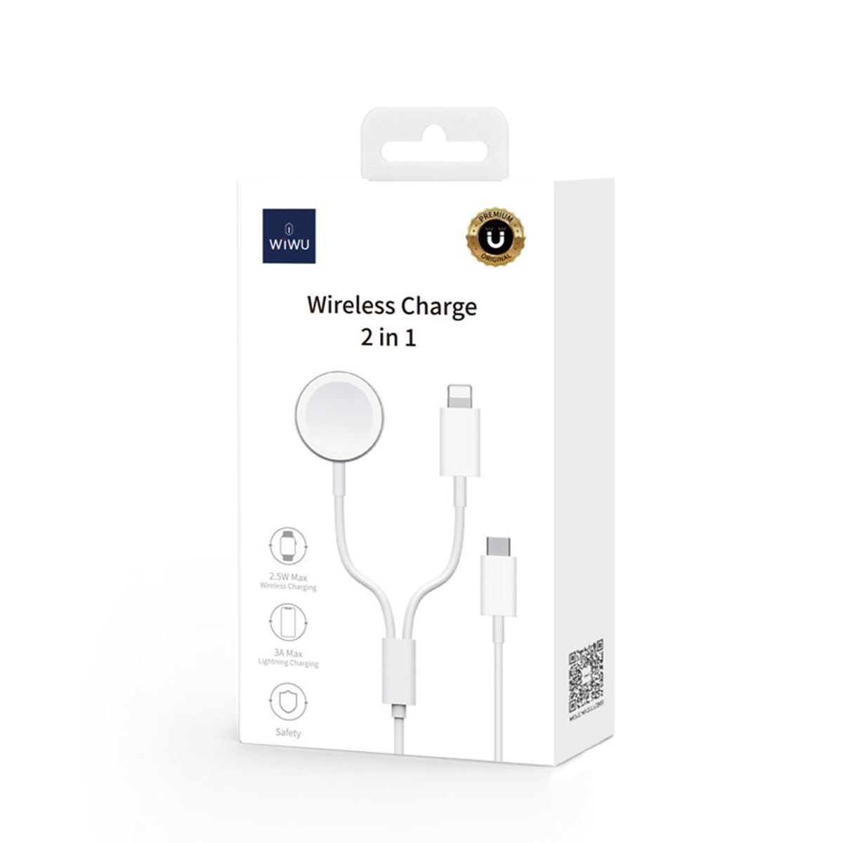 WIWU - Wiwu M10 2 en 1 Smart Watch Charger inalámbrico - Blanco