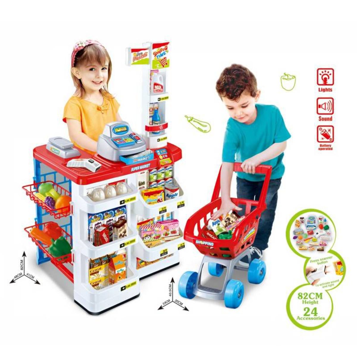 GENERICO - Juego de Supermercado Mini Market y Carrito De Compras