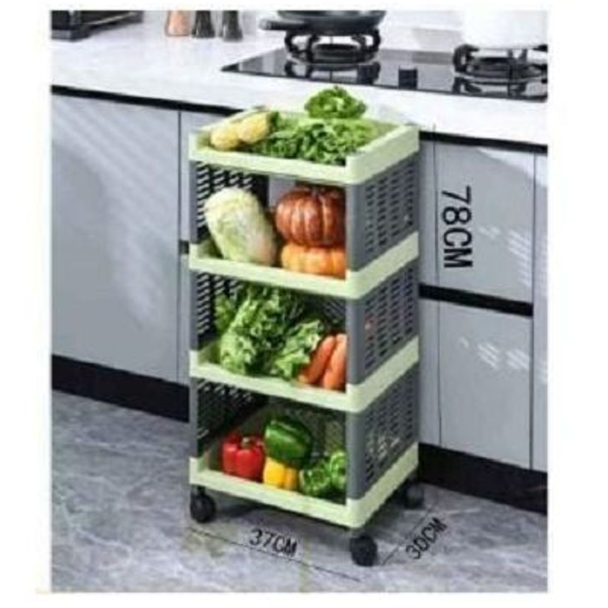 GENERICO - Carro Coche de Almacenamiento con Ruedas 4 Niveles Azul