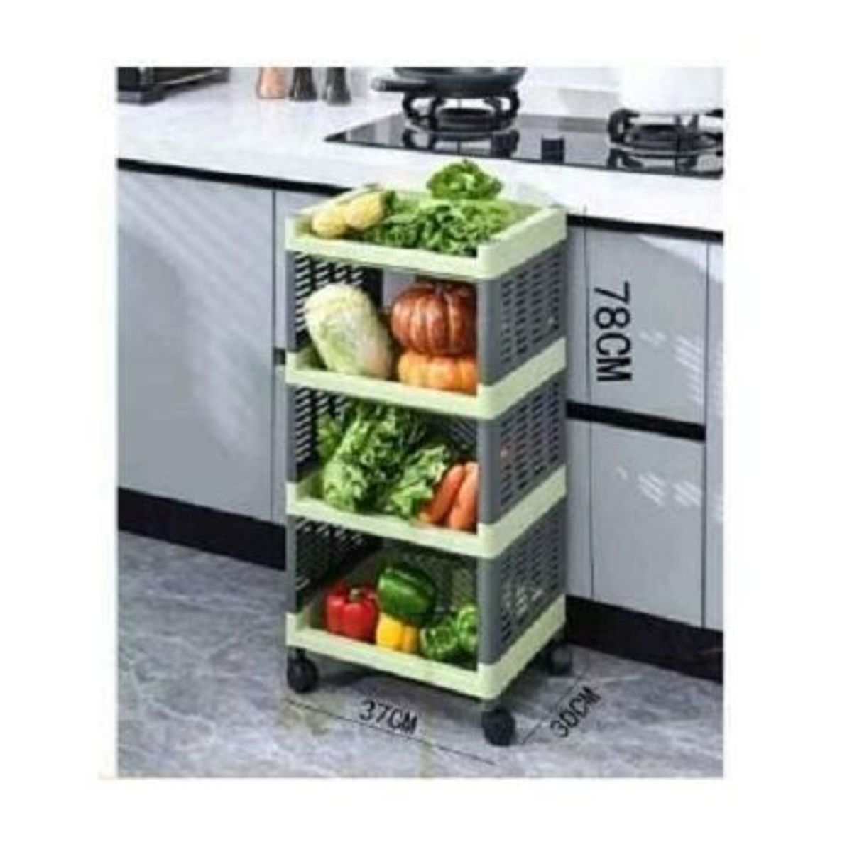 GENERICO - Carro Coche de Almacenamiento con Ruedas 4 Niveles Verde