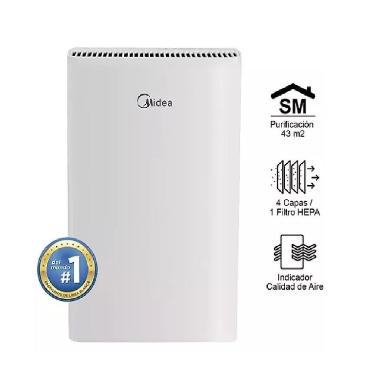 MIDEA - Purificador De Aire Midea Filtro Hepa Silencioso 50 W
