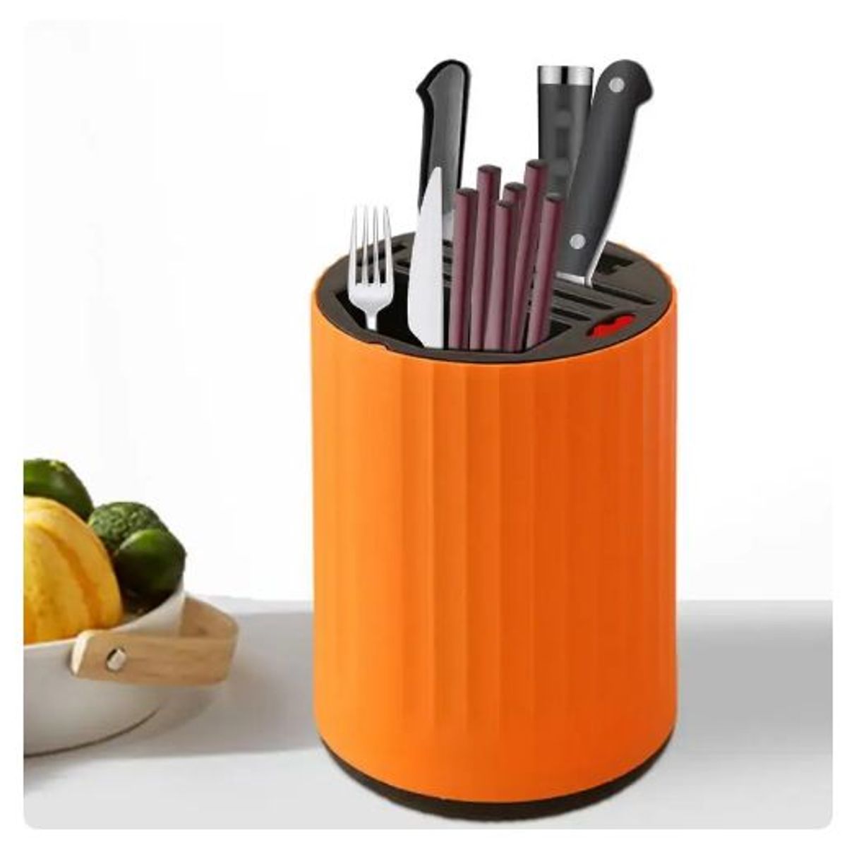 GENERICO - Soporte giratorio para utensilios cuchillos de cocina naranja