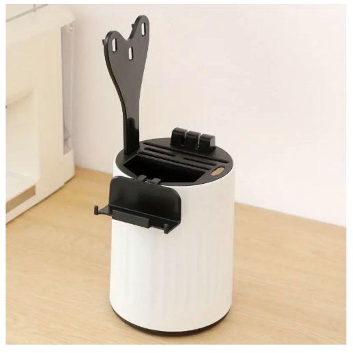 GENERICO - Soporte giratorio para utensilios cuchillos de cocina blanco