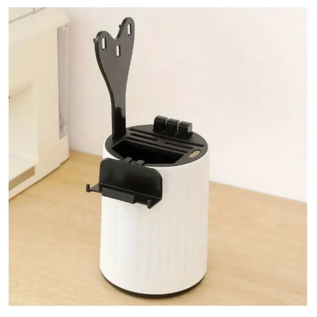 GENERICO - Soporte giratorio para utensilios cuchillos de cocina blanco