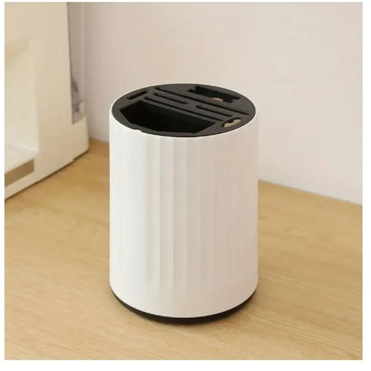 GENERICO - Soporte giratorio para utensilios cuchillos de cocina blanco