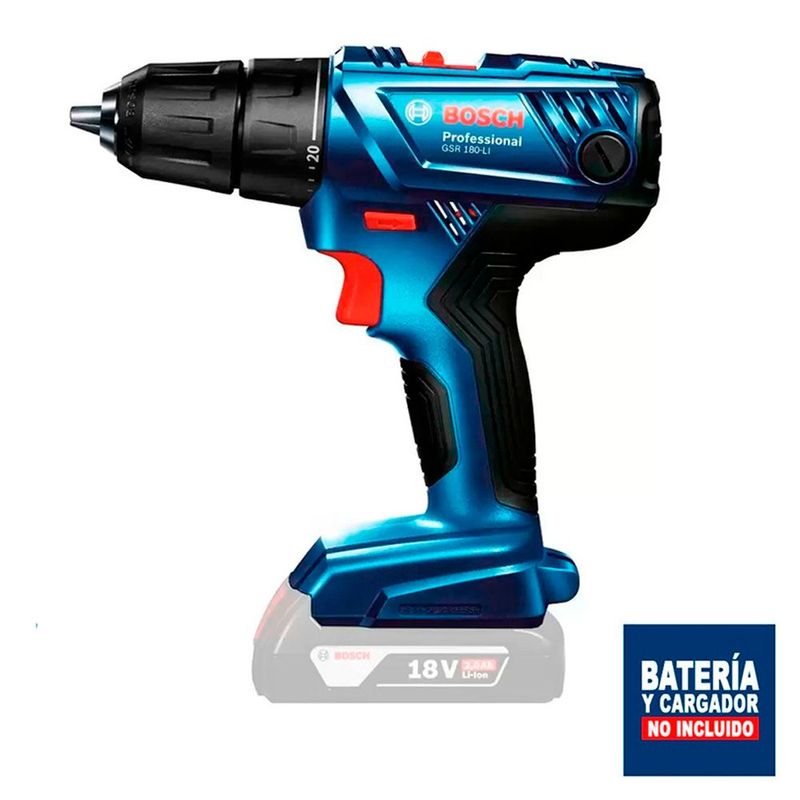 BOSCH - Taladro Atornillador 1/2" Bosch GSR 180-LI 18V 54 Nm Sin Batería