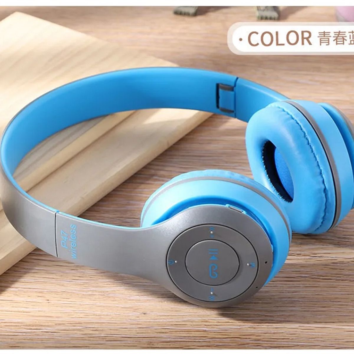 GENERICO - Audifonos p47 bluetooth 4.1 deportivos  - Azul