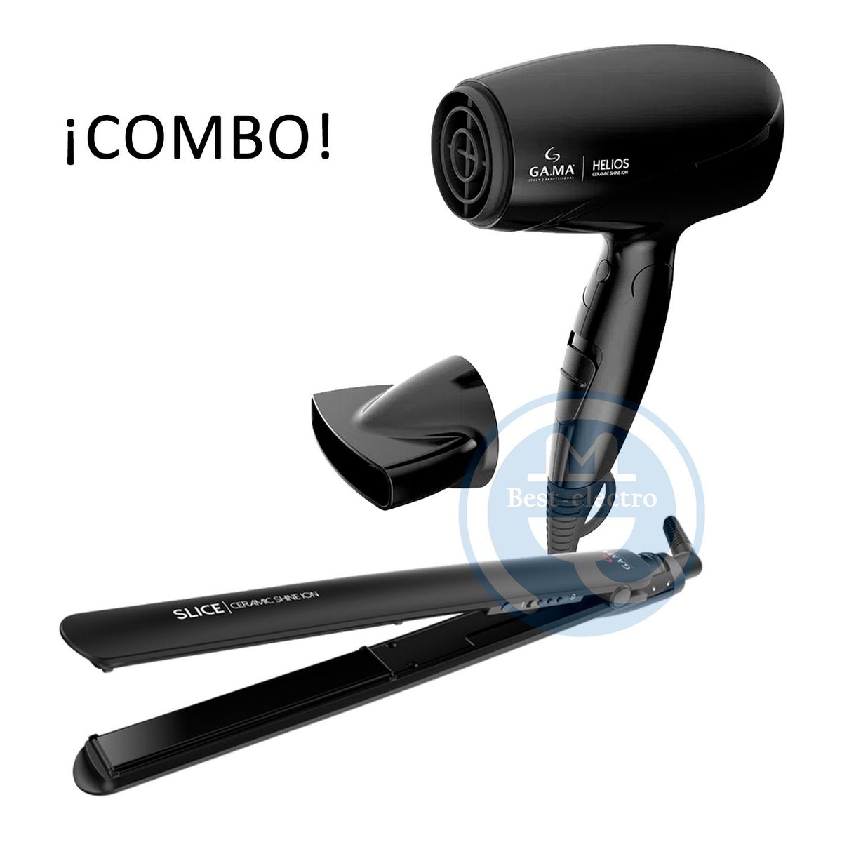 GAMA - Combo Gama Alisadora Slice y Secador Helios Mango Plegable