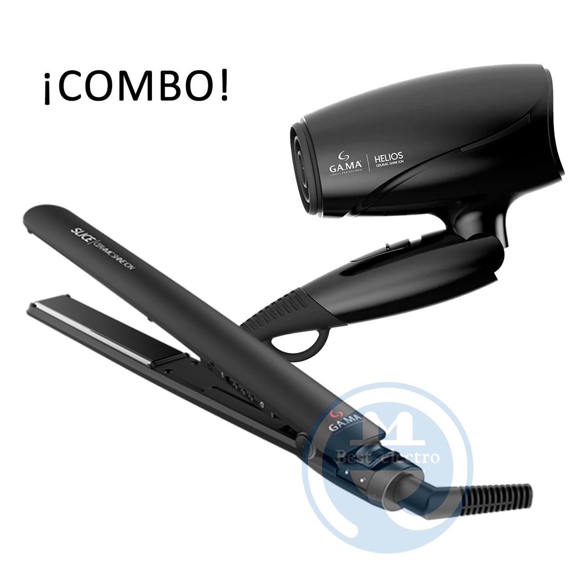 GAMA - Combo Gama Alisadora Slice y Secador Helios Mango Plegable