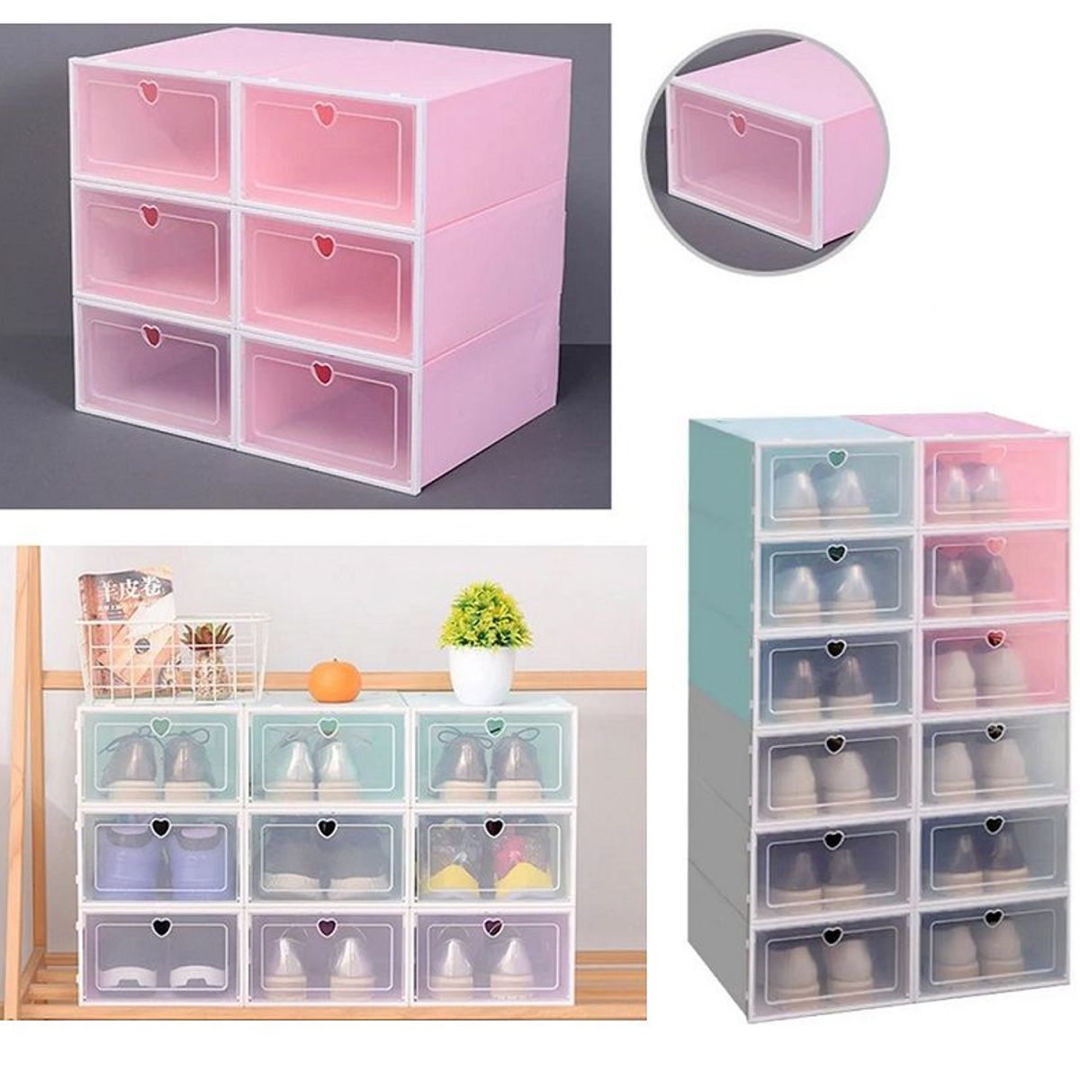 GENERICO - Pack 10 Organizador De Zapatos Caja Organizadora Transparente