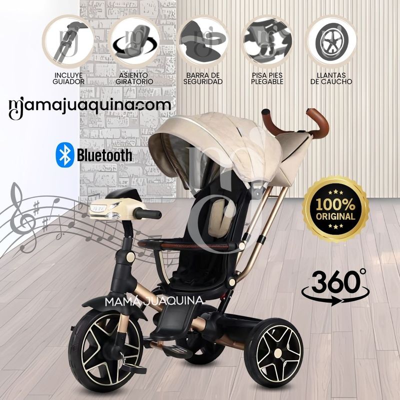 VOYAGE - Triciclo Giratorio 5 en 1 «NOVA NEW» USB Bluetooth Beige