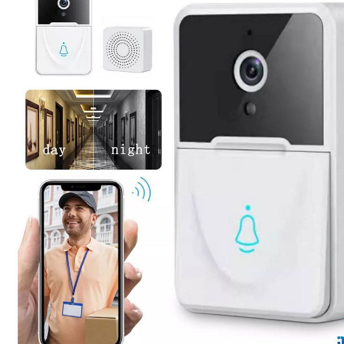 GENERICO - Timbre inalámbrico con cámara HD para exteriores con visión