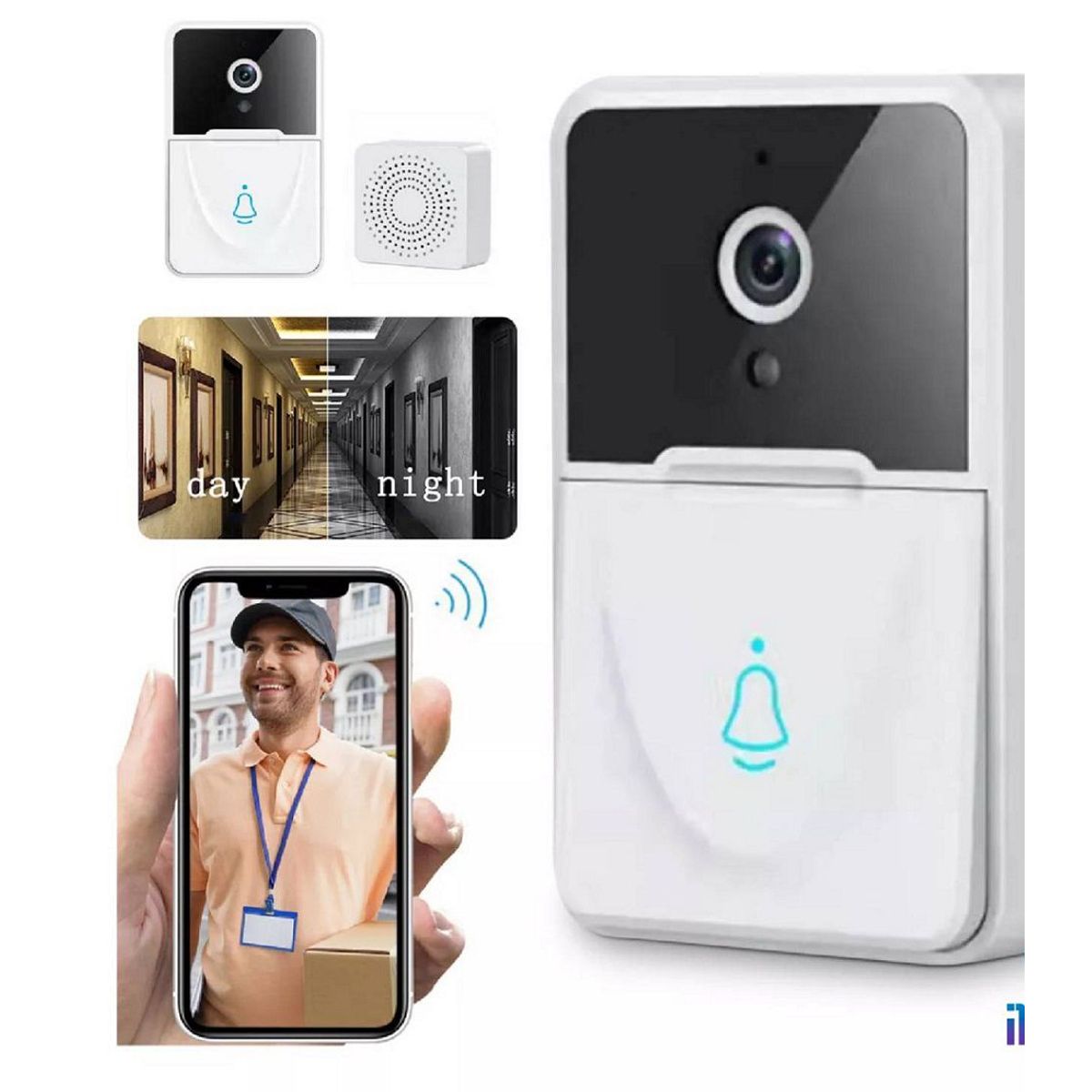 GENERICO - Timbre inalámbrico con cámara HD para exteriores con visión