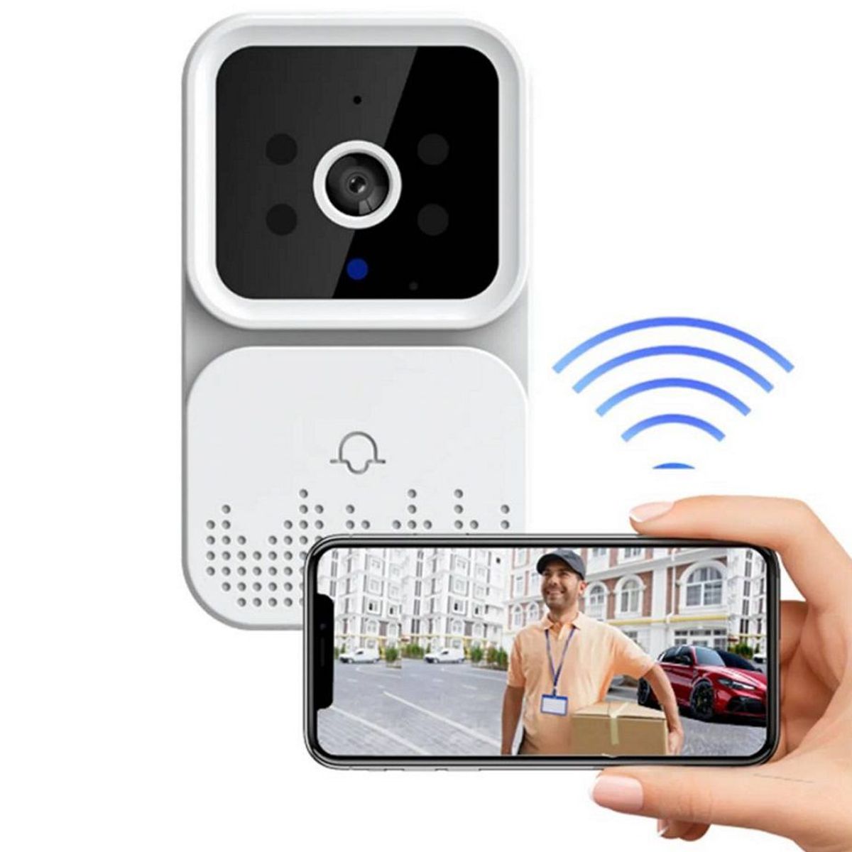 GENERICO - Timbre inalámbrico con cámara HD para exteriores con visión