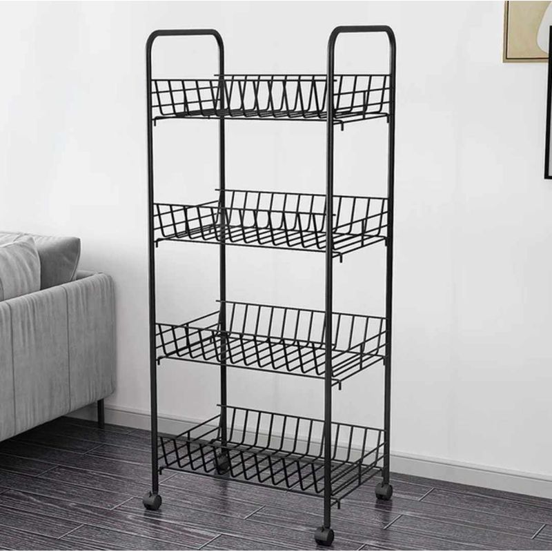 GENERICO - Verdulero Frutero de Cocina con Ruedas de 4 pisos Organizador Negro