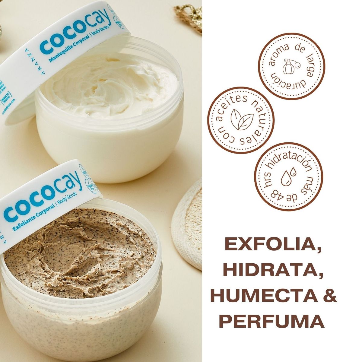 ARANZA - BOX EXFOLIANTE CORPORAL + BODY BUTTER AROMA A COCO AVAINILLADO