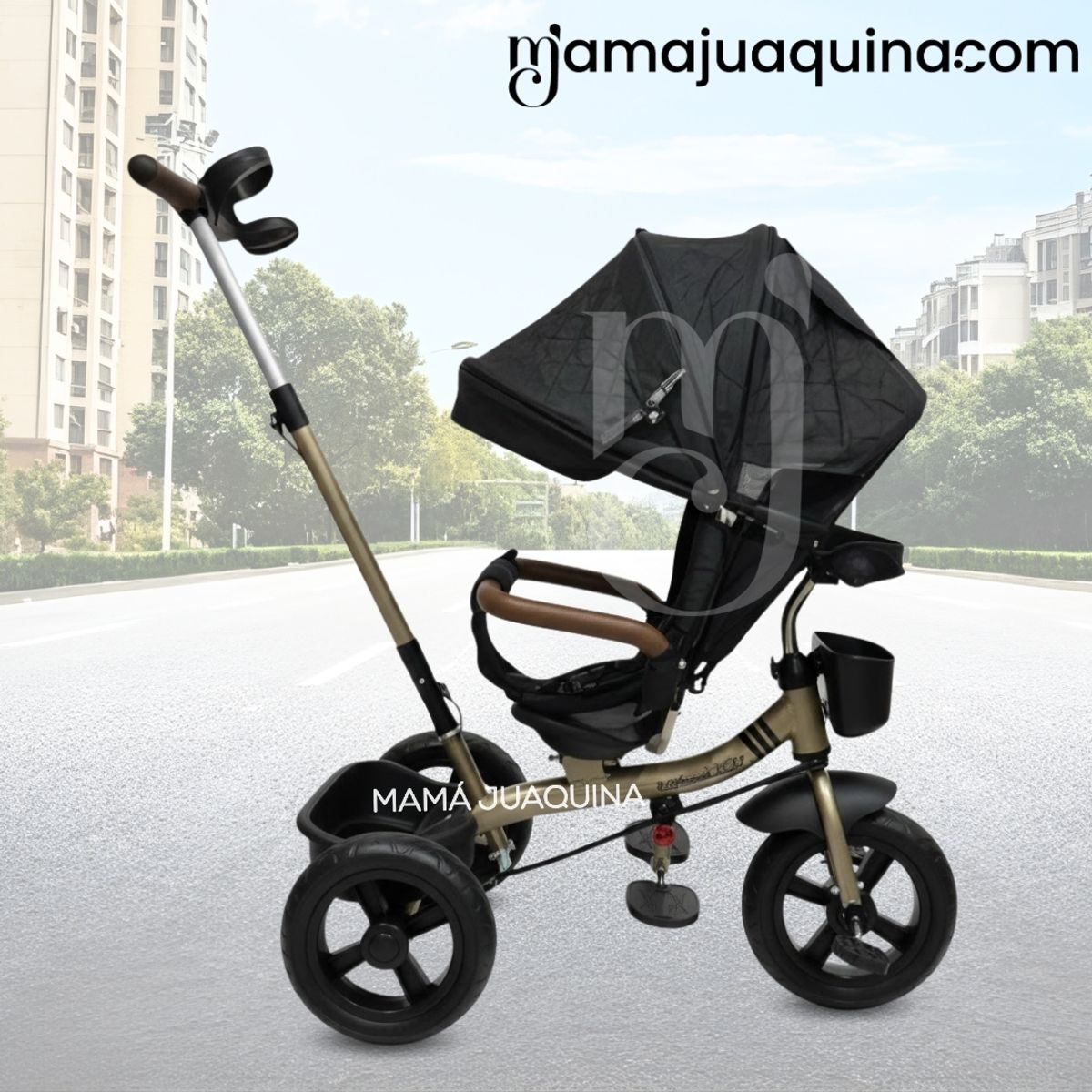 BABY KITS - Triciclo Guiador Giratorio 3 en 1 «FORT PREMIUM» USB Black