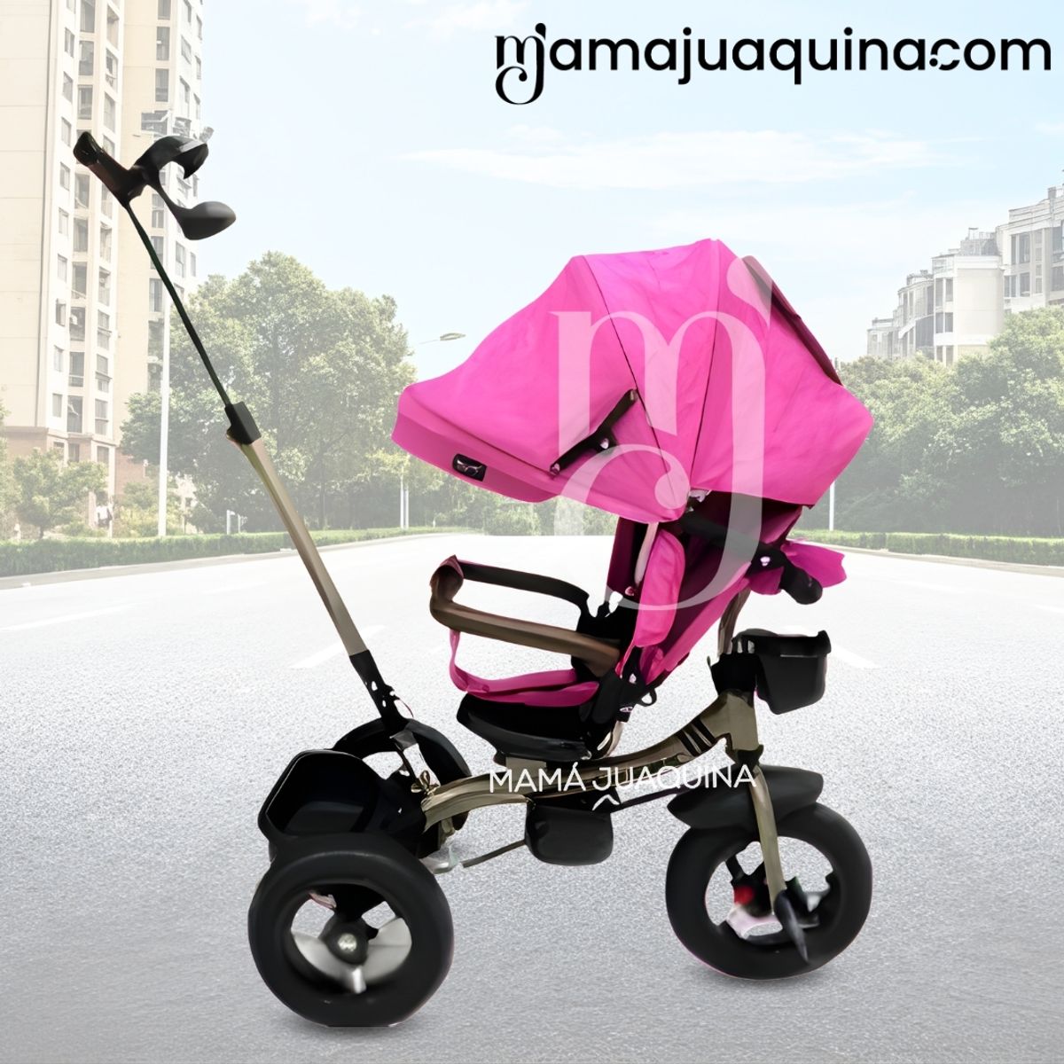 BABY KITS - Triciclo Guiador Giratorio 3 en 1 «FORT PREMIUM» USB Pink