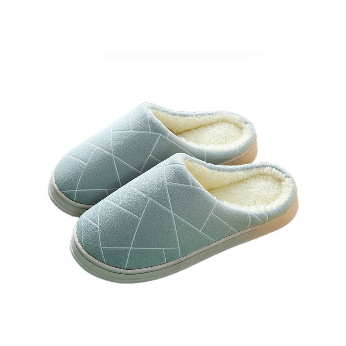 BLWOENS - Zapatillas de algodón calientes para mujeres en casa - Verde.