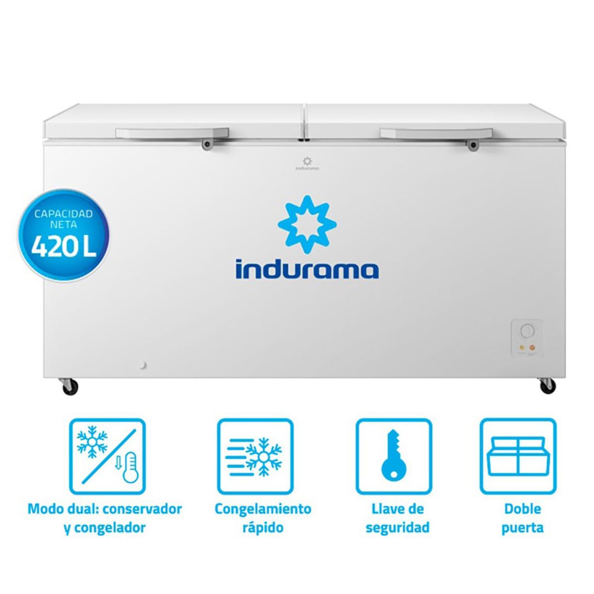 INDURAMA - Congeladora INDURAMA Defrost 420L Blanco CI-420BL