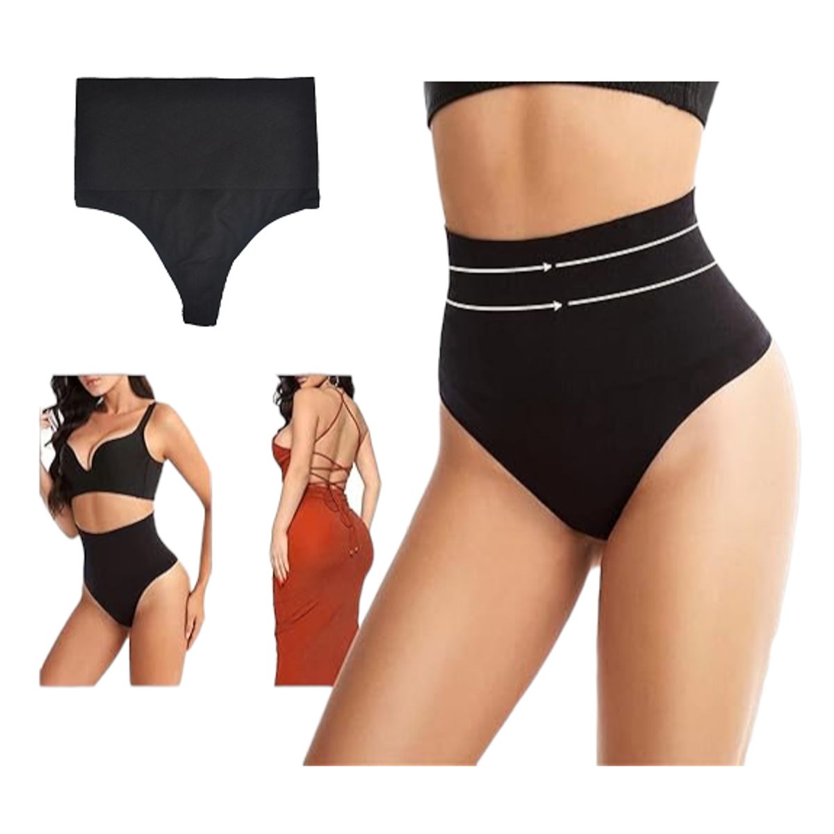 GENERICO - Faja reductora sin costuras tiro alto cómoda para mujer NEGRO