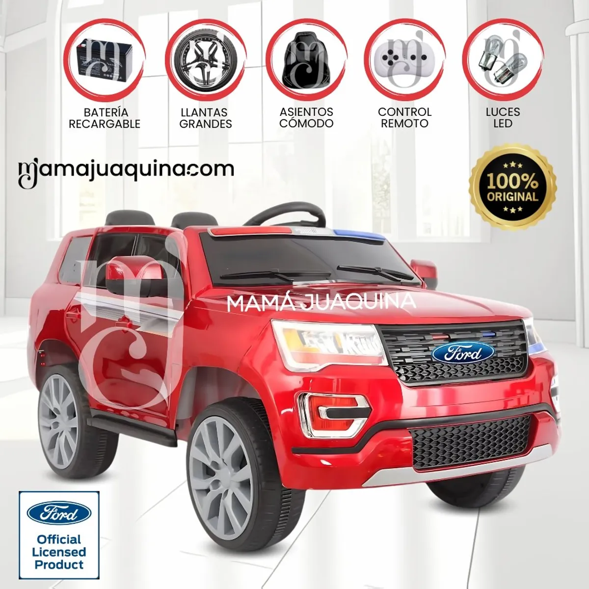 KING - Carro a Batería Para Niños «POLICE» Red