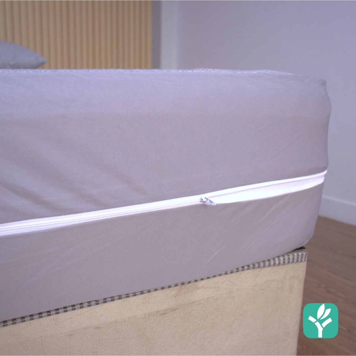 HYPNO HOME - Funda De Colchón Impermeable 2 Plz De Bambú Con Cierre En L - Gris