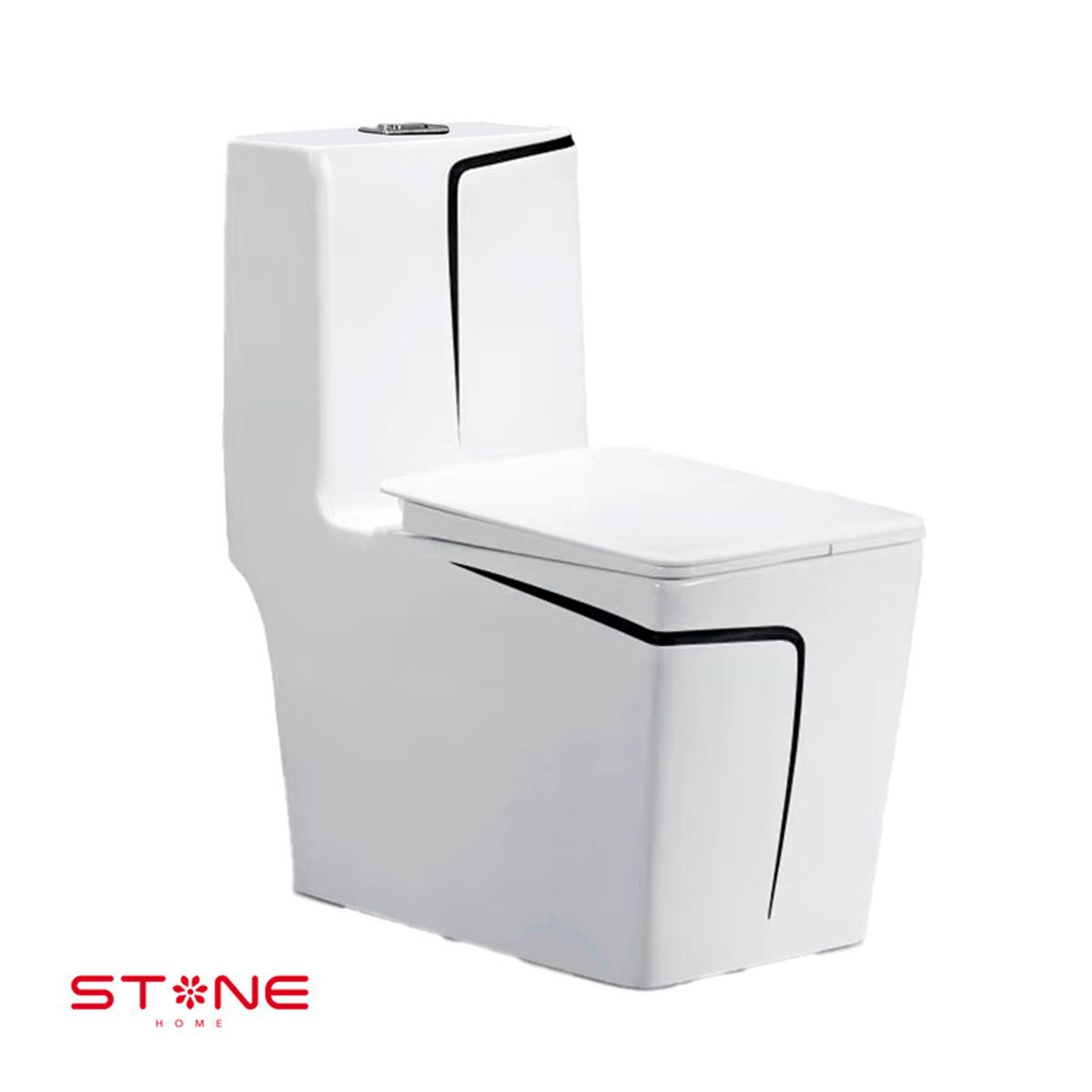 STONE - INODORO ONE PIECE MINIMALISTA HANK CUADRADO BLANCONEGRO STONE