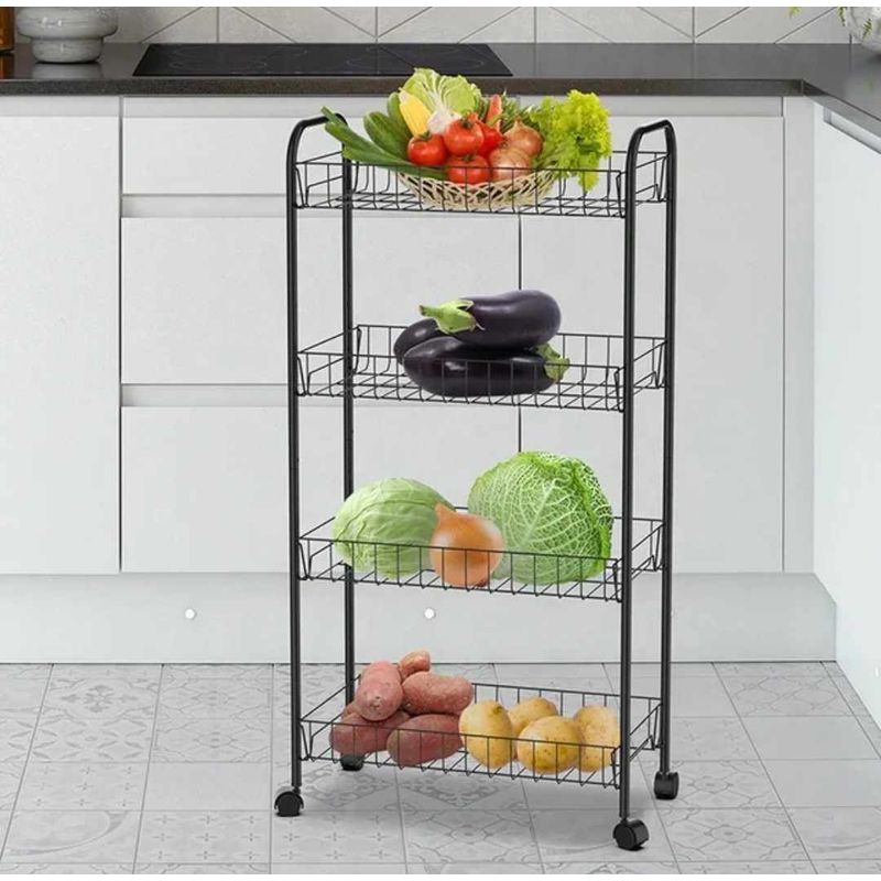 GENERICO - Verdulero Frutero de Cocina con Ruedas de 4 pisos Organizador Guinda